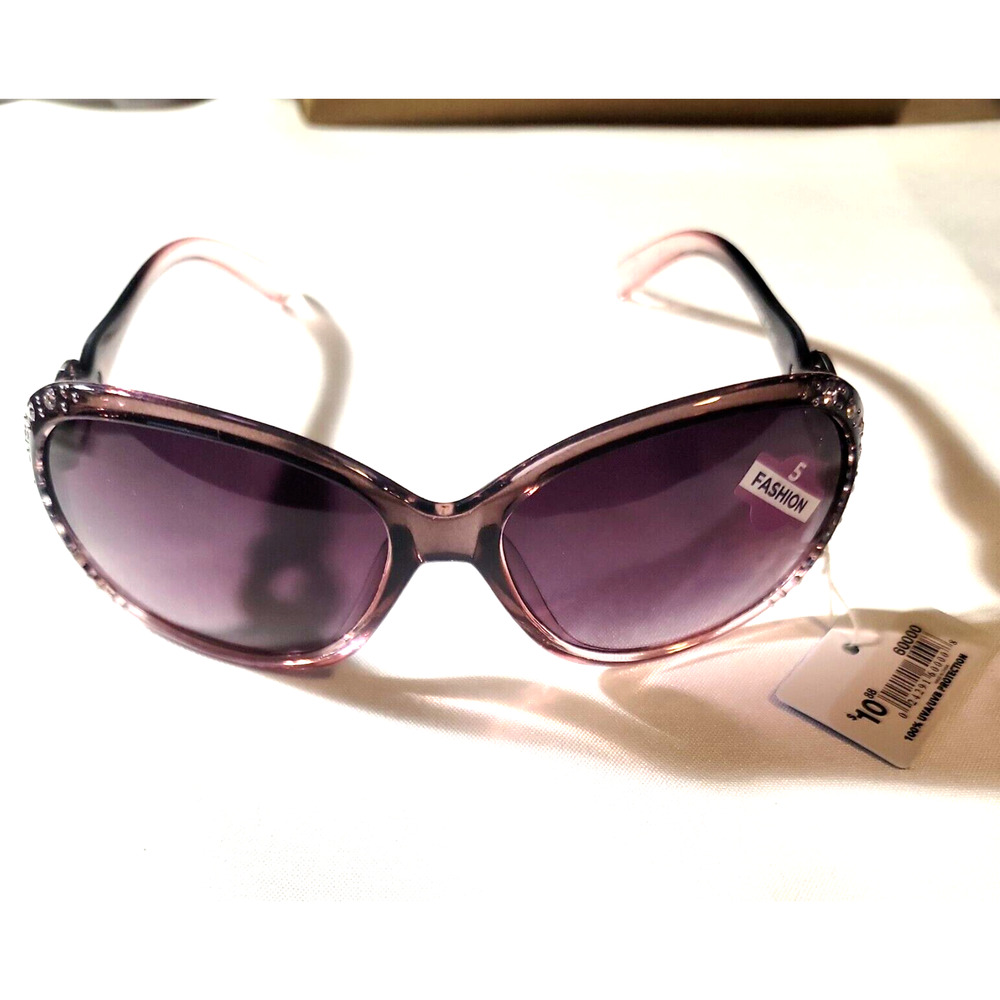 Piranha Fashion 5 Sunglasses Style # 60000 Dark Purple Clear Frame Gems